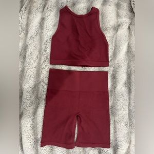 Ribbed biker shorts and tank set